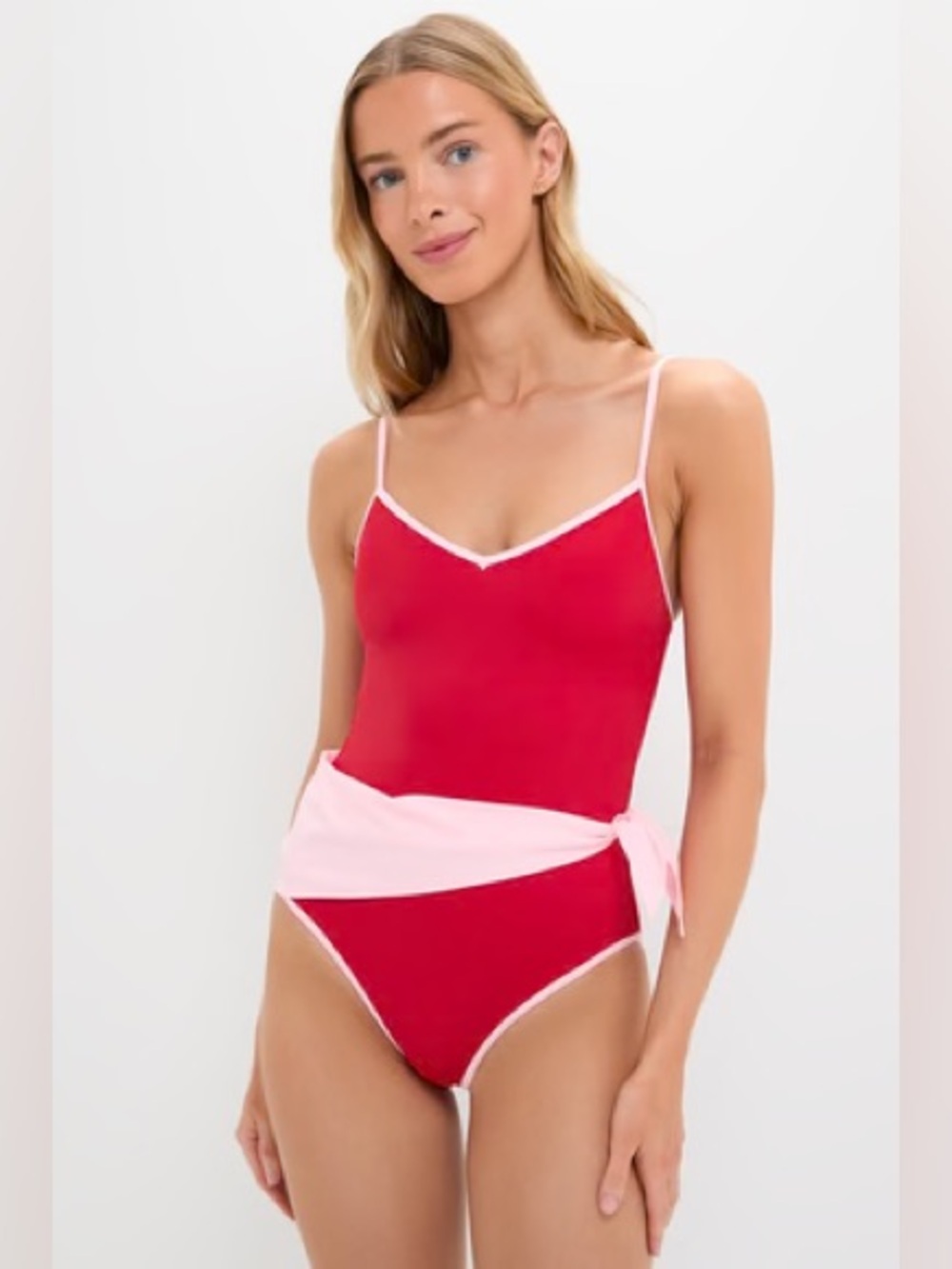 Follow Suit Poppy and Pink Cleo One Piece with Scarf Swimsuit